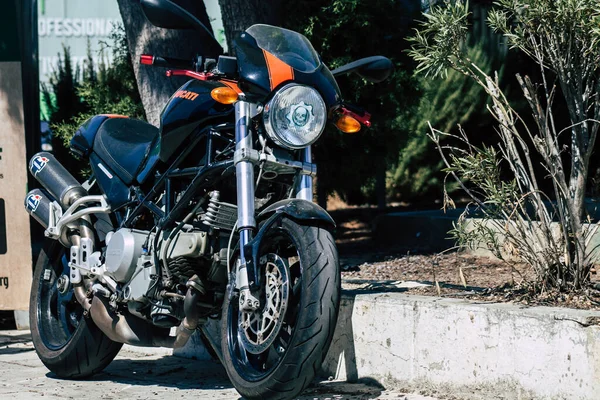 Limassol Cyprus June 2020 Closeup Ducati Motorcycle Parked Streets Limassol — Stock Photo, Image