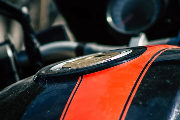 Limassol Chipre Junho 2020 Fecho Uma Motocicleta Ducati Estacionada Nas — Fotografia de Stock