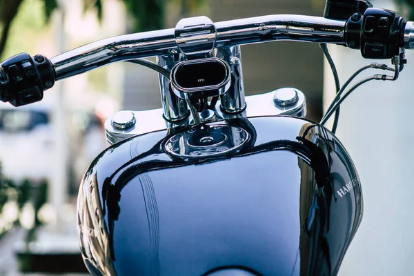 Limassol Cyprus June 2020 Closeup Harley Davidson Motorcycle Parked Streets — Stock Photo, Image