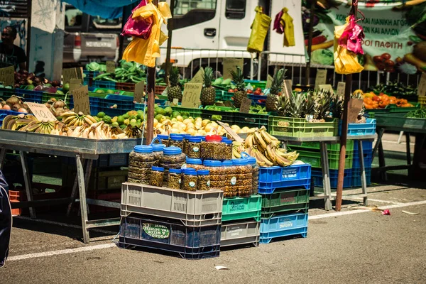 Limassol Kypr Června 2020 Pohled Různé Čerstvé Ovoce Prodávané Trhu — Stock fotografie