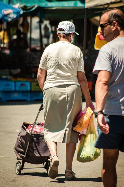 Limassol Chipre Junho 2020 Vista Pessoas Não Identificadas Comprando Mercado — Fotografia de Stock