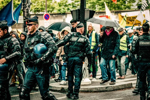 Párizs Franciaország May 2019 View French National Gendarmerie Intervention Protests — Stock Fotó