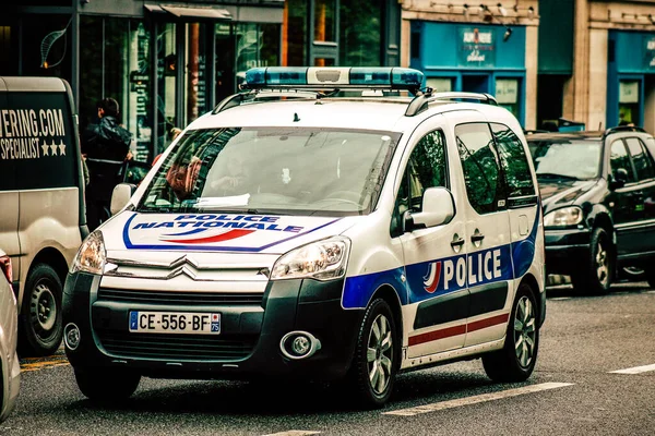 París Francia Mayo 2019 Vista Del Coche Policía Las Calles —  Fotos de Stock