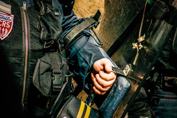 Encerramento Equipamento Força Especial Motim Polícia Nacional Francesa — Fotografia de Stock