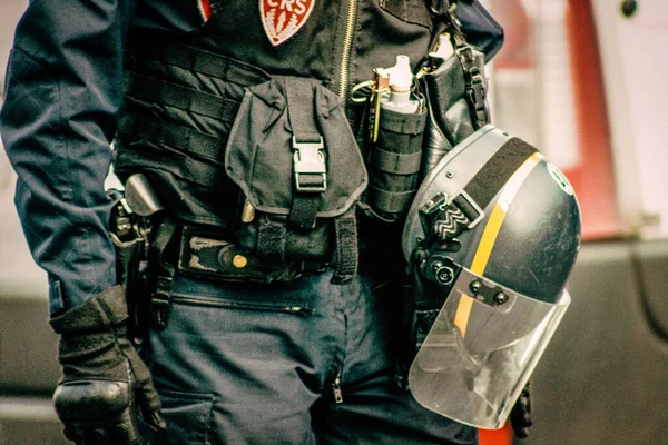 Close Van Uitrusting Van Speciale Oproermacht Van Franse Nationale Politie — Stockfoto
