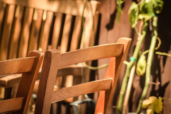 Close Van Stoelen Uit Een Restaurant Gelegen Oude Stad Van — Stockfoto