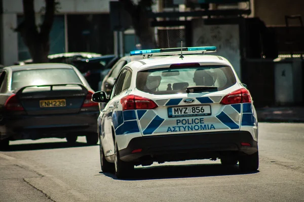 Nicosia Cyprus July 2020 Вид Традиційний Кіпрський Поліцейський Автомобіль Їде — стокове фото