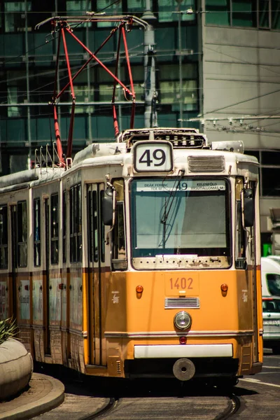 Budapeste Hungria Julho 2020 Vista Elétrico Tradicional Húngaro Para Passageiros — Fotografia de Stock