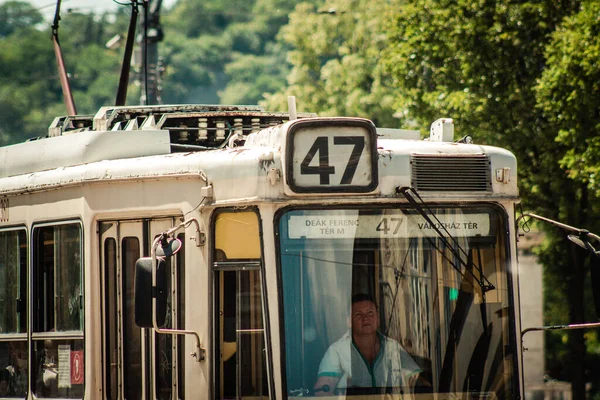 Budapeszt Węgry Lipca 2020 Widok Tradycyjnego Węgierskiego Tramwaju Elektrycznego Dla — Zdjęcie stockowe