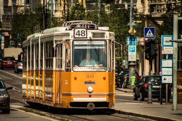 Budapeste Hungria Julho 2020 Vista Elétrico Tradicional Húngaro Para Passageiros — Fotografia de Stock