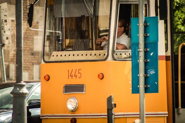 Budapeszt Węgry Lipca 2020 Widok Tradycyjnego Węgierskiego Tramwaju Elektrycznego Dla — Zdjęcie stockowe