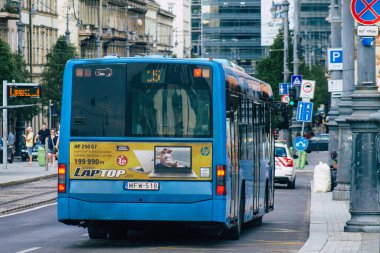 Budapeşte Macaristan 11 Temmuz 2020 Macar halk otobüsü, Macaristan 'ın başkenti Budapeşte' nin sokaklarında ve toplu taşıma sisteminin bir parçası olan yolculara yönelik.