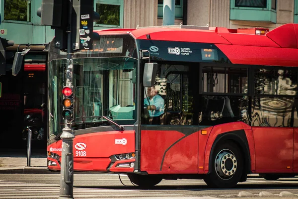 Budapest Hongrie Juillet 2020 Vue Trolleybus Rouge Hongrois Traditionnel Pour — Photo