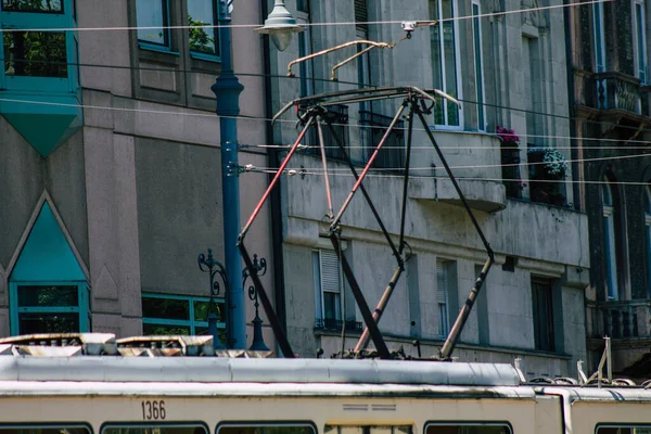 Budapest Hungary July 2020 View Traditional Hungarian Electric Tram Passengers — Stock Photo, Image