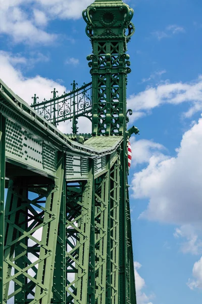 Boedapest Hongarije Juli 2020 Uitzicht Szechenyi Kettingbrug Een Brug Donau — Stockfoto