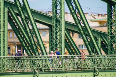 Budapeşte Macaristan 13 Temmuz 2020 Szechenyi Zinciri Köprüsü Macaristan 'ın başkenti Budapeşte' nin batı ve doğu tarafları olan Budapeşte ve Pest arasında Tuna Nehri boyunca uzanan bir köprüdür.