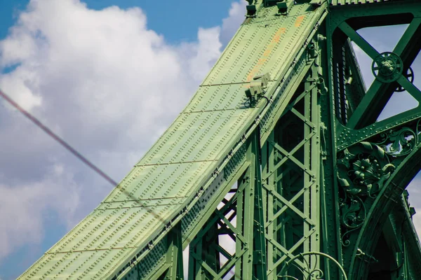 Boedapest Hongarije Juli 2020 Uitzicht Szechenyi Kettingbrug Een Brug Donau — Stockfoto