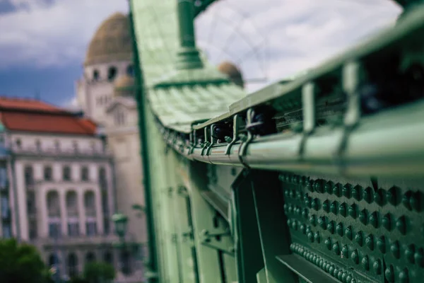 Budapest Hungary July 2020 View Szechenyi Chain Bridge Bridge Spans — стоковое фото