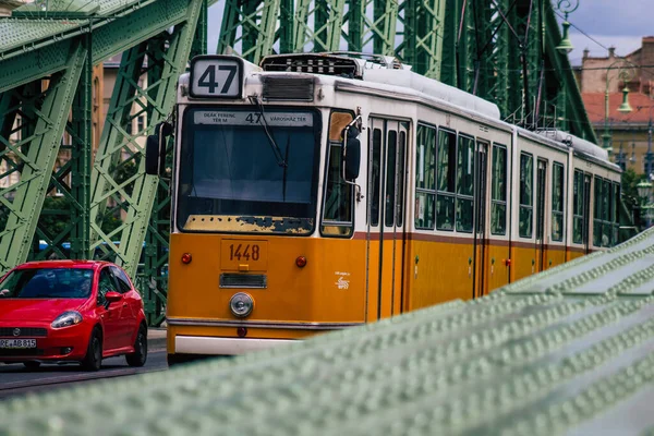 Budapest Ungern Juli 2020 Utsikt Över Gammal Ungersk Spårvagn För — Stockfoto