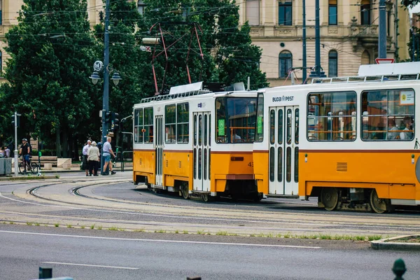 Budapest Hungría Julio 2020 Vista Viejo Tranvía Eléctrico Húngaro Para — Foto de Stock