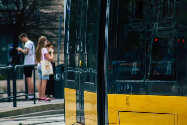 Budapest Hungary July 2020 View New Hungarian Electric Tram Passengers — Stock Photo, Image