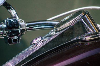 Budapeşte Macaristan 14 Temmuz 2020 'de Budapeşte' nin başkenti ve Macaristan 'ın en kalabalık şehri olan Harley Davidson motosikletinin görüntüsü