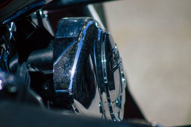 Budapeşte Macaristan 14 Temmuz 2020 'de Budapeşte' nin başkenti ve Macaristan 'ın en kalabalık şehri olan Harley Davidson motosikletinin görüntüsü