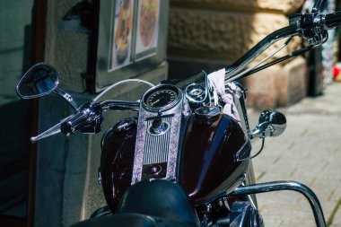Budapeşte Macaristan 14 Temmuz 2020 'de Budapeşte' nin başkenti ve Macaristan 'ın en kalabalık şehri olan Harley Davidson motosikletinin görüntüsü