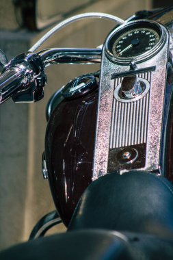 Budapeşte Macaristan 14 Temmuz 2020 'de Budapeşte' nin başkenti ve Macaristan 'ın en kalabalık şehri olan Harley Davidson motosikletinin görüntüsü