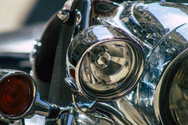 Budapeşte Macaristan 14 Temmuz 2020 'de Budapeşte' nin başkenti ve Macaristan 'ın en kalabalık şehri olan Harley Davidson motosikletinin görüntüsü