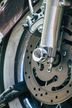 Budapeşte Macaristan 14 Temmuz 2020 'de Budapeşte' nin başkenti ve Macaristan 'ın en kalabalık şehri olan Harley Davidson motosikletinin görüntüsü