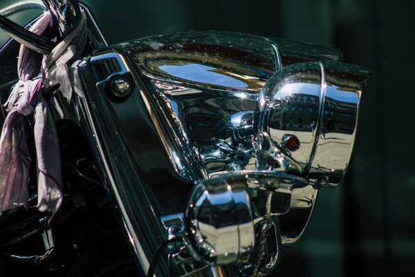 Boedapest Hongarije Juli 2020 Zicht Een Harley Davidson Motor Geparkeerd — Stockfoto