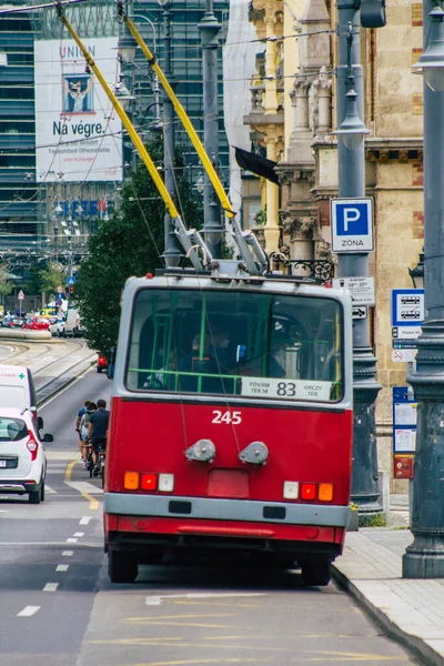 Budapest Hongrie Juillet 2020 Vue Trolleybus Rouge Hongrois Traditionnel Pour — Photo