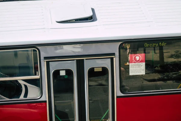 Budapešť Maďarsko Července 2020 Pohled Tradiční Maďarský Červený Trolejbus Pro — Stock fotografie