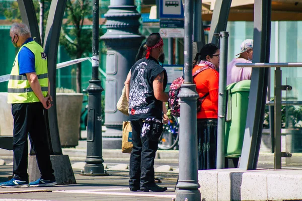 Budapest Hungary July 2020 View Unidentified Pedestrians Walking Historical Streets — стоковое фото