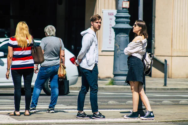 Budapest Hungary July 2020 View Unidentified Pedestrians Walking Historical Streets — стоковое фото