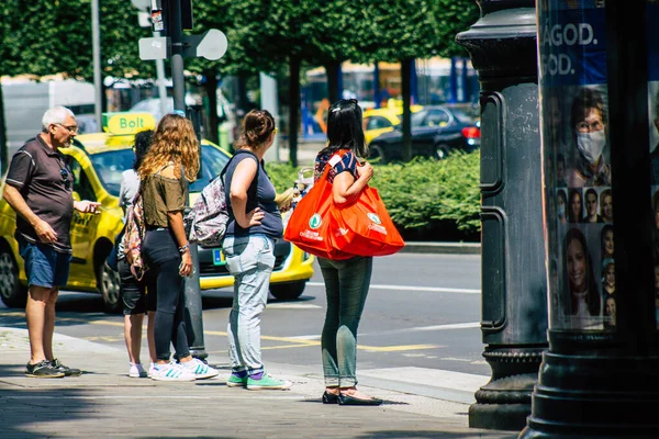 Budapest Hungary July 2020 View Unidentified Pedestrians Walking Historical Streets — стоковое фото