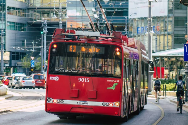 Budapest Hongrie Juillet 2020 Vue Trolleybus Rouge Hongrois Traditionnel Pour — Photo