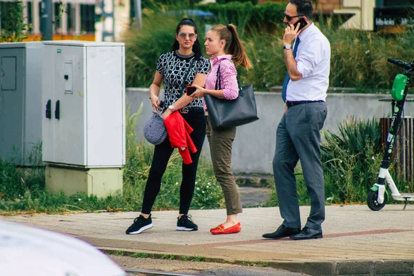 Budapešť Maďarsko Červenec 2020 Pohled Neidentifikované Chodce Procházející Historickými Ulicemi — Stock fotografie