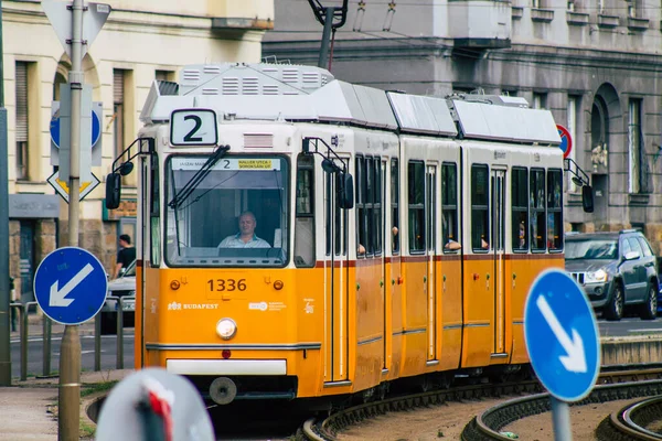 Budapeste Hungria Julho 2020 Vista Antigo Elétrico Húngaro Para Passageiros — Fotografia de Stock
