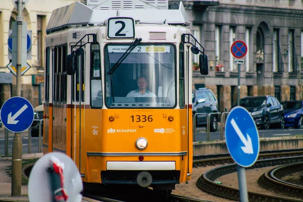 Budapeszt Węgry Lipca 2020 Widok Starego Węgierskiego Tramwaju Elektrycznego Dla — Zdjęcie stockowe