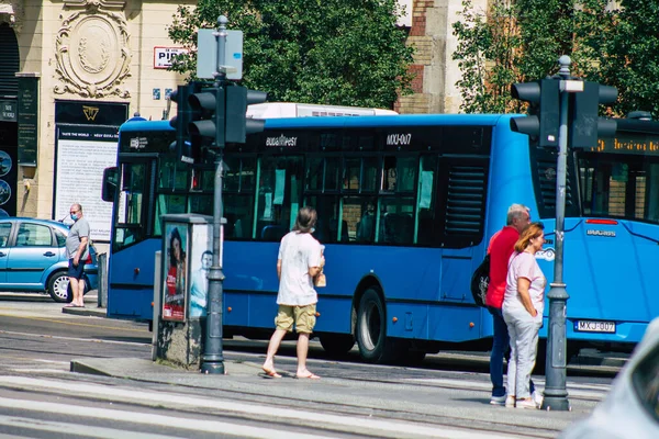 Boedapest Hongarije Juli 2020 Zicht Een Traditionele Hongaarse Stadsbus Voor — Stockfoto