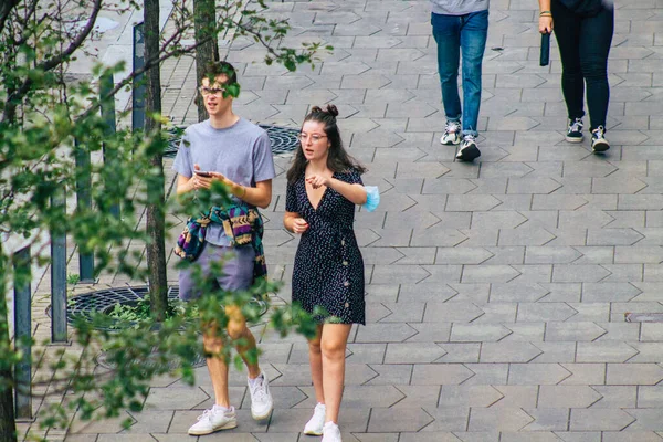 Budapest Hungary July 2020 View Unidentified Tourists Walking Old Streets — Stock Photo, Image