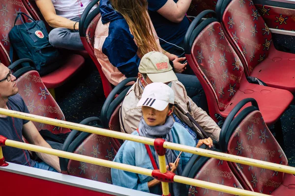 Budapest Ungheria Luglio 2020 Veduta Autobus Turistico Ungherese Passeggeri Che — Foto Stock