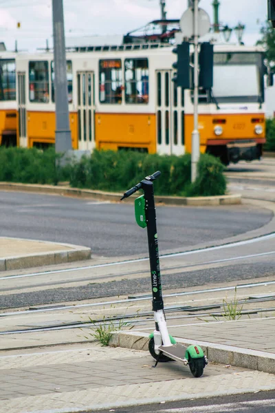 Budapest Hungary July 2020 View Electric Scooters Hire Operating Small — стоковое фото