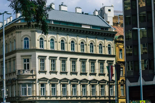 Budapeste Hungria Julho 2020 Vista Fachada Edifício Histórico Centro Cidade — Fotografia de Stock