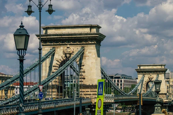 Budapest Hungría Julio 2020 Vista Del Puente Cadena Szechenyi Puente — Foto de Stock