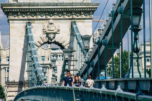 Budapest Hungría Julio 2020 Vista Del Puente Cadena Szechenyi Puente — Foto de Stock