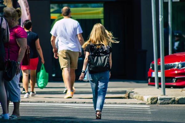 Budapest Hungría Julio 2020 Vista Peatones Identificados Caminando Por Las — Foto de Stock