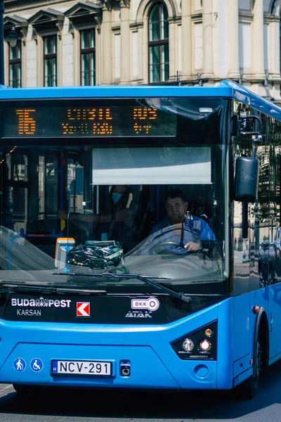 Budapest Hungary July 2020 View Traditional Hungarian City Bus Passengers — Stock Photo, Image